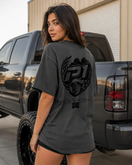 P1 Race Products | Iconic Design | Ladies Tee | Charcoal Grey (SL01CH-S)