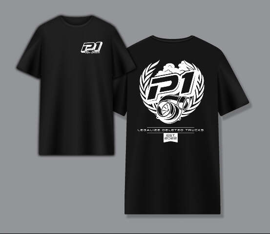 P1 Race Products | Iconic Design | Mens Tee | Black (SM01BLK-3XL)