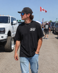 P1 Race Products | Iconic Design | Mens Tee | Black (SM01BLK-L)