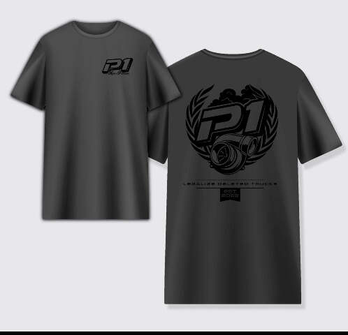 P1 Race Products Iconic Design | Mens Tee | Charcoal Grey (SM01CH-M)