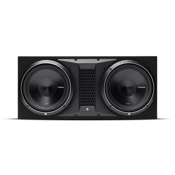 Rockford Fosgate Dual 12" ported loaded enclosure, 1200 watts RMS, 
1Ω final, H 15.12” x W 33.9” pn p3-2x12