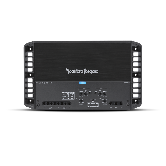 Rockford Fosgate 4 channel amplifier 
75x4 @ 4Ω, 150x4 @ 2Ω, 300x2 @ 4Ω bridged pn p600x4