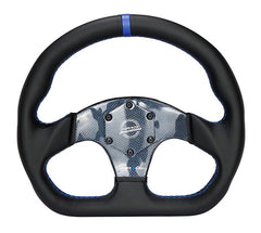 NRG Innovations CARBON FIBER STEERING WHEEL 320MM BLUE CARBON FIBER CENTER W/ BLUE STITCH BLUECENTER MARK FLAT BOTTOM RST-024CF/BL