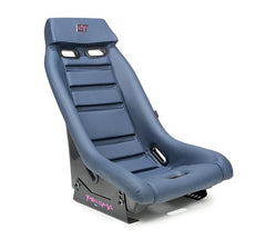 NRG Innovations GTS Retro Bucket Seat features Navy PVC Leather, Navy stitching, Silver Fiberglass back with glitter PRI-150NVY