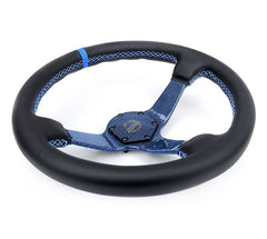 NRG Innovations CARBON FIBER STEERING WHEEL 350mm BLUE Carbon Fiber, Blue stiching, blue center mark, Leather RST-036CF-BL