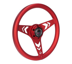 NRG Innovations All Aluminum Steering Wheel 330mm - Arow Cutout- Ergonomic Grip- Anadized Red RST-070-RD