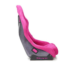 NRG Innovations FRP Bucket Seat PRISMA Edition with pearlized back. All Fushia alcantara vegan material w/ phone pockets. (Medium) FRP-303FH-PRISMA