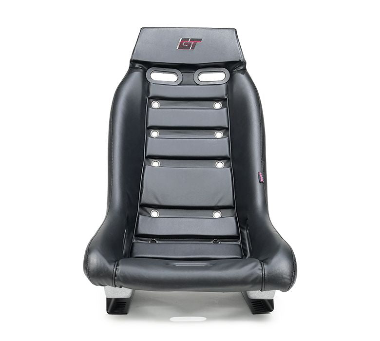 NRG Innovations GTS Retro Bucket Seat features Black PVC Leather, Black stitching, Colorful multi ombre color Fiberglass back with glitter PRI-100BK-H