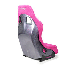 NRG Innovations FRP Bucket Seat PRISMA Edition with pearlized back. All Fushia alcantara vegan material w/ phone pockets. (Medium) FRP-303FH-PRISMA