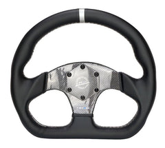 NRG Innovations CARBON FIBER STEERING WHEEL 320MM SILVER CARBON FIBER CENTER W/ SILVER STITCH SILVER CENTER MARK FLAT BOTTOM RST-024CF/SL