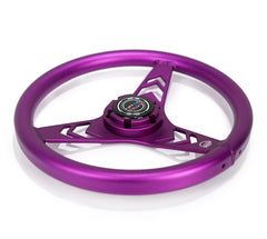 NRG Innovations All Aluminum Steering Wheel 330mm - Arow Cutout- Ergonomic Grip- Anadized Purple RST-070-PP