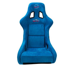 NRG Innovations FRP Bucket Seat PRISMA Edition with pearlized back. All Bluealcantara vegan material special ultra embroidery (XLARGE) FRP-304BL-ULTRA