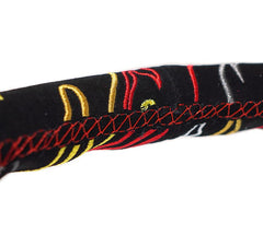 NRG Innovations Reinforced Steering Wheel - Ryan Litteral Signature  3" Deep, 5 mm black  spoke with slit spokes. red Alcantara, Red Stitching, Flame Embroidery"Scare Money Don't Make Money" Finish. RST-018MB-RLB