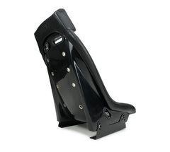 NRG Innovations GT Retro Bucket Seat features Black PVC Leather, black stitching, Black Fiberglass with Madmike Logo and Special grommets PRI-100BK-MM