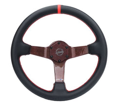 NRG Innovations CARBON FIBER STEERING WHEEL 350mm Red Carbon Fiber, Red stiching, Red center mark, Leather RST-036CF-RD