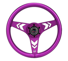 NRG Innovations All Aluminum Steering Wheel 330mm - Arow Cutout- Ergonomic Grip- Anadized Purple RST-070-PP