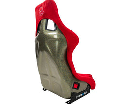 NRG Innovations FRP Bucket Seat PRISMA Edition with pearlized back. All Red alcantara vegan material special ultra embroidery (XLARGE) FRP-304RD-ULTRA