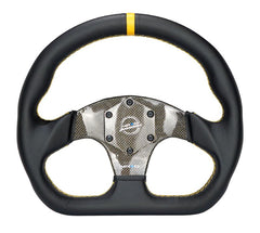 NRG Innovations CARBON FIBER STEERING WHEEL 320MM YELLOW CARBON FIBER CENTER W/ YELLOW STITCH YELLOW CENTER MARK FLAT BOTTOM RST-024CF/GD