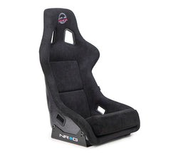 NRG Innovations FRP Bucket Seat PRISMA Edition with pearlized back. All Black alcantara vegan material. (XLARGE) FRP-304BK-PRISMA