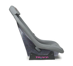 NRG Innovations GTS Retro Bucket Seat features Gunmetal PVC Leather, Gunmetal stitching, Colorful multi color Fiberglass back with glitter PRI-150GM