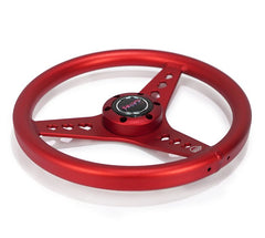 NRG Innovations All Aluminum Steering Wheel 330mm - Heart Cut Out- Ergonomic Grip- Anadized Red RST-073-RD