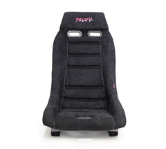 NRG Innovations GTS Retro Bucket Seat features Black vegan microfiber, black stitching, Colorful multi color Fiberglass back Finish with Glitter PRI-150BK-PRISMA