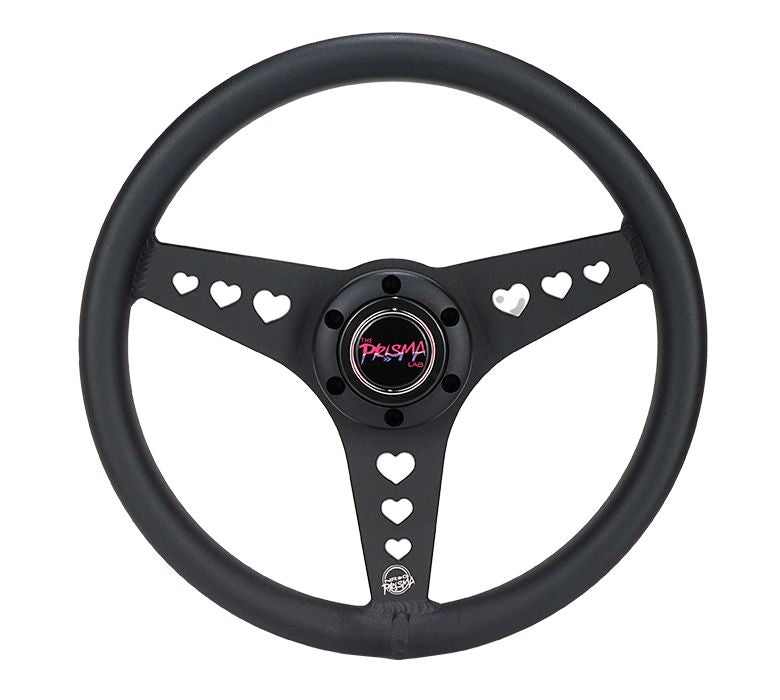 NRG Innovations All Aluminum Steering Wheel 330mm - Heart Cut Out- Ergonomic Grip- Anadized Black RST-073-BK