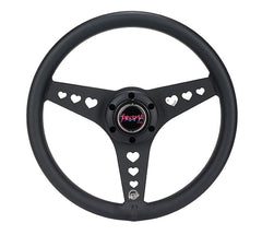 NRG Innovations All Aluminum Steering Wheel 330mm - Heart Cut Out- Ergonomic Grip- Anadized Black RST-073-BK