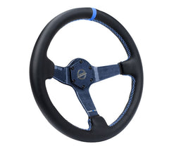 NRG Innovations CARBON FIBER STEERING WHEEL 350mm BLUE Carbon Fiber, Blue stiching, blue center mark, Leather RST-036CF-BL