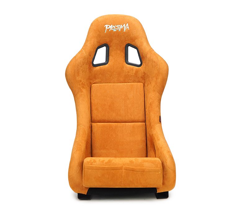 NRG Innovations FRP Bucket Seat PRISMA Edition with pearlized back. All TanMetal alcantara vegan material w/ phone pockets. (Medium) FRP-303TN-PRISMA