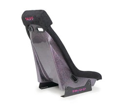NRG Innovations GTS Retro Bucket Seat features Black vegan microfiber, black stitching, Colorful multi color Fiberglass back Finish with Glitter PRI-150BK-PRISMA