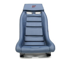 NRG Innovations GTS Retro Bucket Seat features Navy PVC Leather, Navy stitching, Silver Fiberglass back with glitter PRI-150NVY