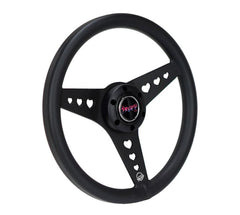 NRG Innovations All Aluminum Steering Wheel 330mm - Heart Cut Out- Ergonomic Grip- Anadized Black RST-073-BK