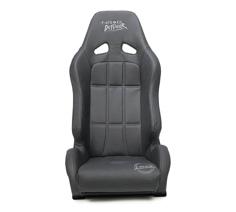 NRG Innovations Defender water resistant steel frame suspension seats Black with Black trim w/ Defender logo w/ Side mount bracket DF-100MB-S