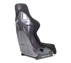 NRG Innovations FRP Bucket Seat PRISMA Edition with pearlized back. All Black alcantara vegan material. (XLARGE) FRP-304BK-PRISMA