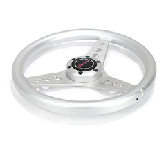 NRG Innovations All Aluminum Steering Wheel 330mm - Heart Cut Out- Ergonomic Grip- Anadized Silver RST-073-SL
