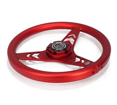 NRG Innovations All Aluminum Steering Wheel 330mm - Arow Cutout- Ergonomic Grip- Anadized Red RST-070-RD