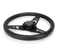 NRG Innovations All Aluminum Steering Wheel 330mm - Arow Cutout- Ergonomic Grip- Anadized Black RST-070-BK