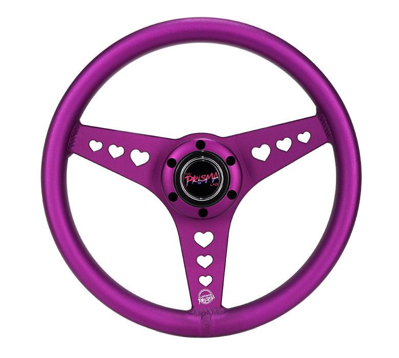 NRG Innovations All Aluminum Steering Wheel 330mm - Heart Cut Out- Ergonomic Grip- Anadized Purple RST-073-PP