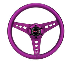 NRG Innovations All Aluminum Steering Wheel 330mm - Heart Cut Out- Ergonomic Grip- Anadized Purple RST-073-PP