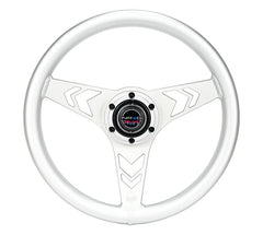 NRG Innovations All Aluminum Steering Wheel 330mm - Arow Cutout- Ergonomic Grip- Anadized Silver RST-070-SL