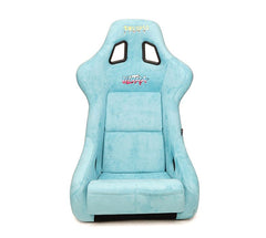 NRG Innovations FRP Bucket Seat ULTRA Edition with Grey peralized back, Teal vegan micro fiber material, phone pockets and special ultra embroidery (Medium) FRP-303TL-ULTRA