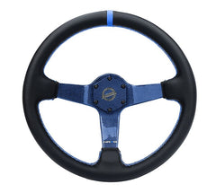NRG Innovations CARBON FIBER STEERING WHEEL 350mm BLUE Carbon Fiber, Blue stiching, blue center mark, Leather RST-036CF-BL