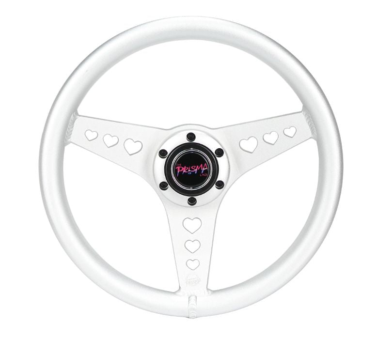 NRG Innovations All Aluminum Steering Wheel 330mm - Heart Cut Out- Ergonomic Grip- Anadized Silver RST-073-SL