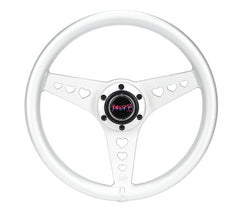 NRG Innovations All Aluminum Steering Wheel 330mm - Heart Cut Out- Ergonomic Grip- Anadized Silver RST-073-SL