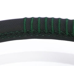 NRG Innovations Steering Wheel - 20 Year Anniversary Black Perforated Leather, Emerald Stitching, Reinforced Spoke, 1.5" Dish, 340 MM RST-037MB-B-20