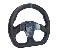 NRG Innovations CARBON FIBER STEERING WHEEL 320MM BLUE CARBON FIBER CENTER W/ BLUE STITCH BLUECENTER MARK FLAT BOTTOM RST-024CF/BL