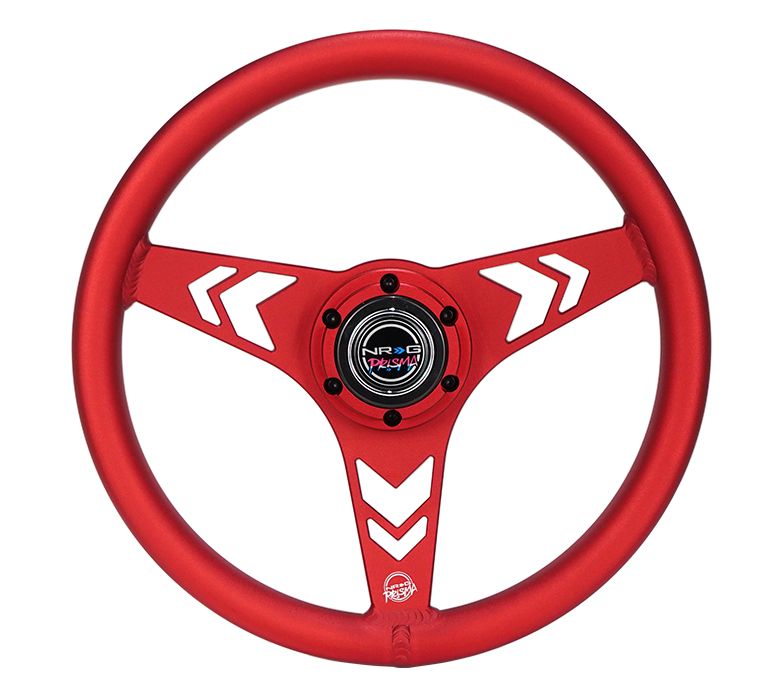 NRG Innovations All Aluminum Steering Wheel 330mm - Arow Cutout- Ergonomic Grip- Anadized Red RST-070-RD