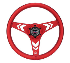 NRG Innovations All Aluminum Steering Wheel 330mm - Arow Cutout- Ergonomic Grip- Anadized Red RST-070-RD