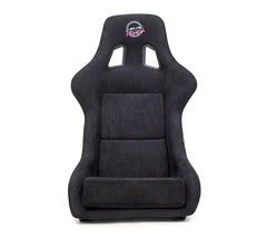 NRG Innovations FRP Bucket Seat PRISMA Edition with pearlized back. All Black alcantara vegan material. (XLARGE) FRP-304BK-PRISMA